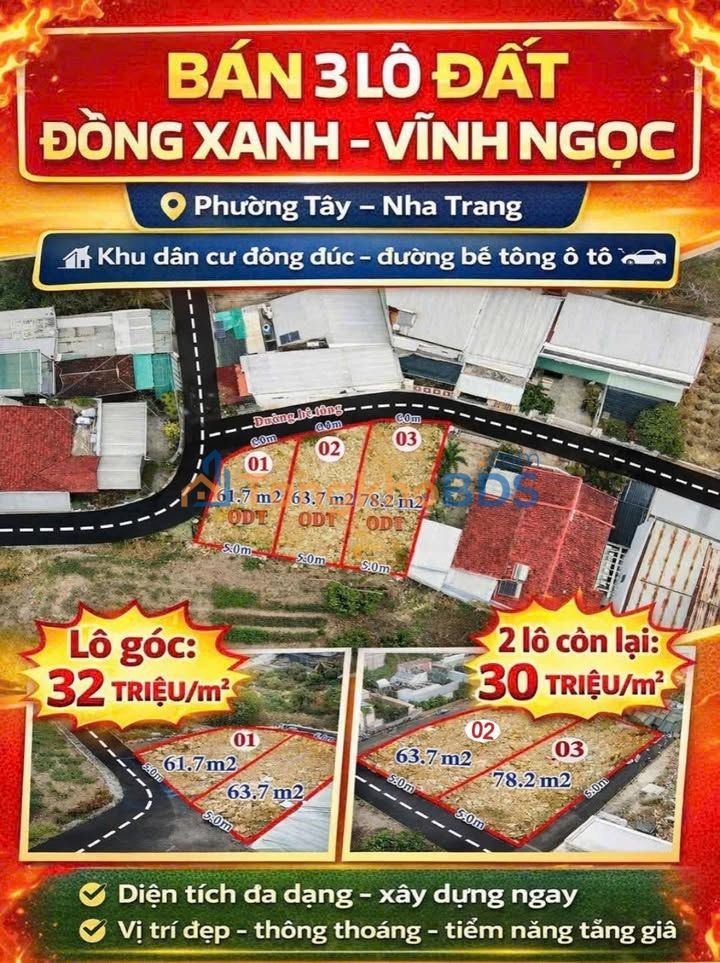 Bán 3 Lô Đất Vàng Phường Vĩnh Ngọc, Nha Trang - Sổ Hồng Riêng