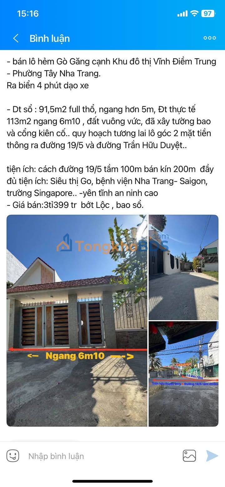 Đất Gò Găng, Nha Trang 113m² - Hẻm Oto, Gần Biển, Sổ Đỏ