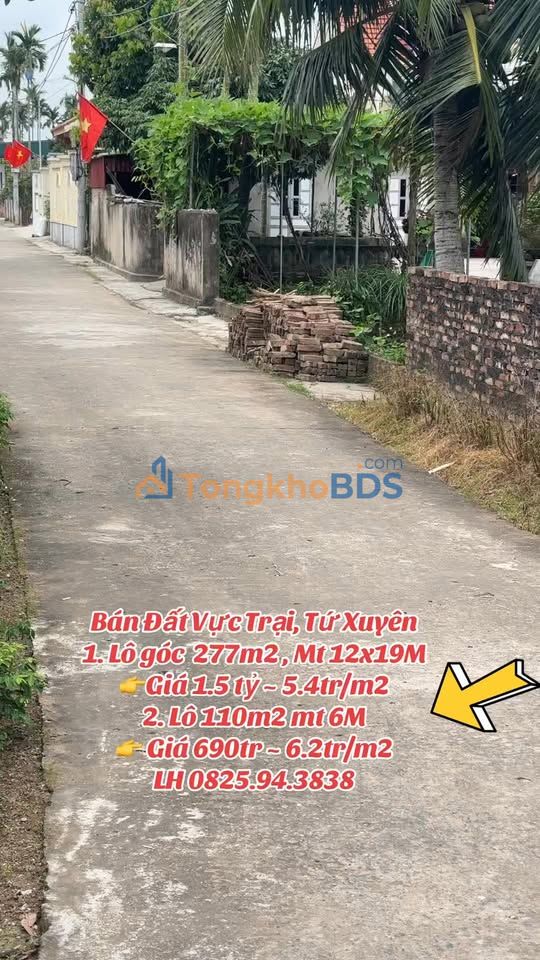 Đất Vực Trại, Tứ Kỳ: 277m² Mặt Tiền 19m - Chia 2 Lô, Giá 1.5 Tỷ