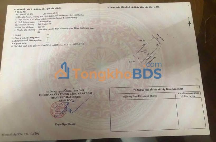 Bán Đất Góc Dương Quảng Hàm, TP. Hải Dương 61.4m² - Sổ Hồng Sẵn Sàng