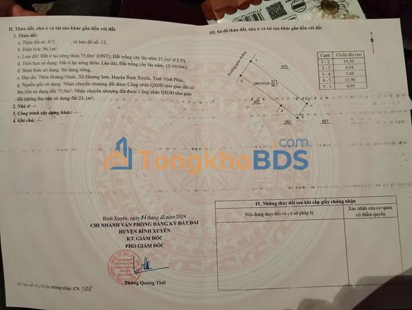 Bán Gấp Đất Nền 95m² Hương Sơn, Bình Xuyên - Sổ Đỏ Sẵn Sàng