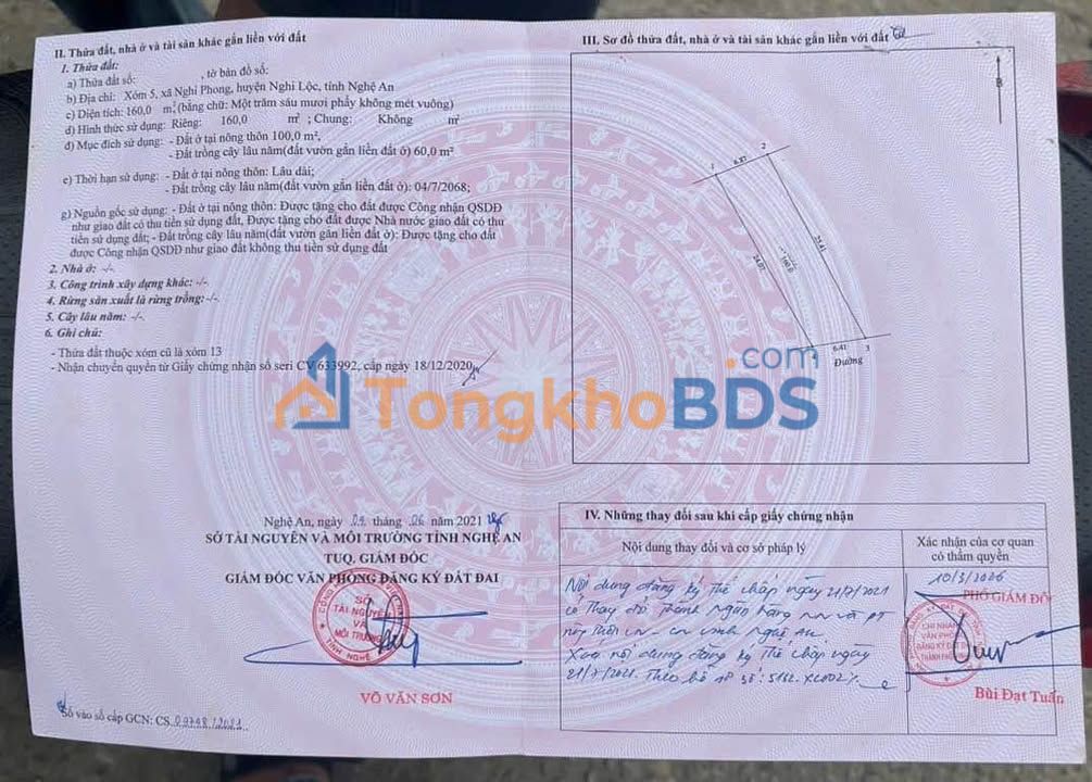 Bán đất Nghi Phong, Vinh Lộc 160m² - Đường 5m thông thoáng, giá 2.92 tỷ