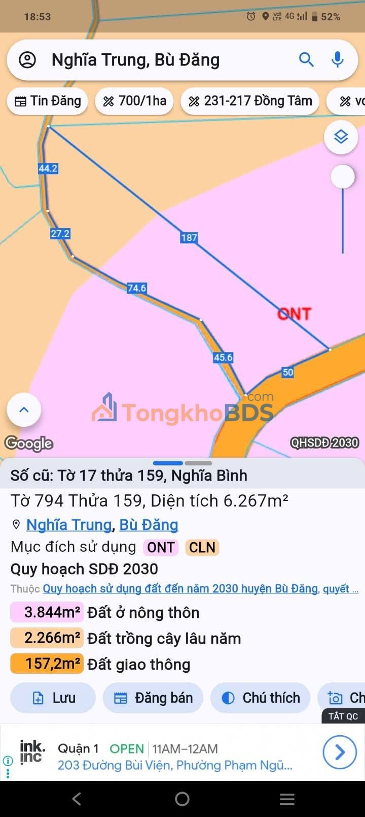 Bán Đất Vườn 6000m² Mặt Tiền Đường Rộng Tại Bù Đăng, Bình Phước - Giá 1.1 Tỷ