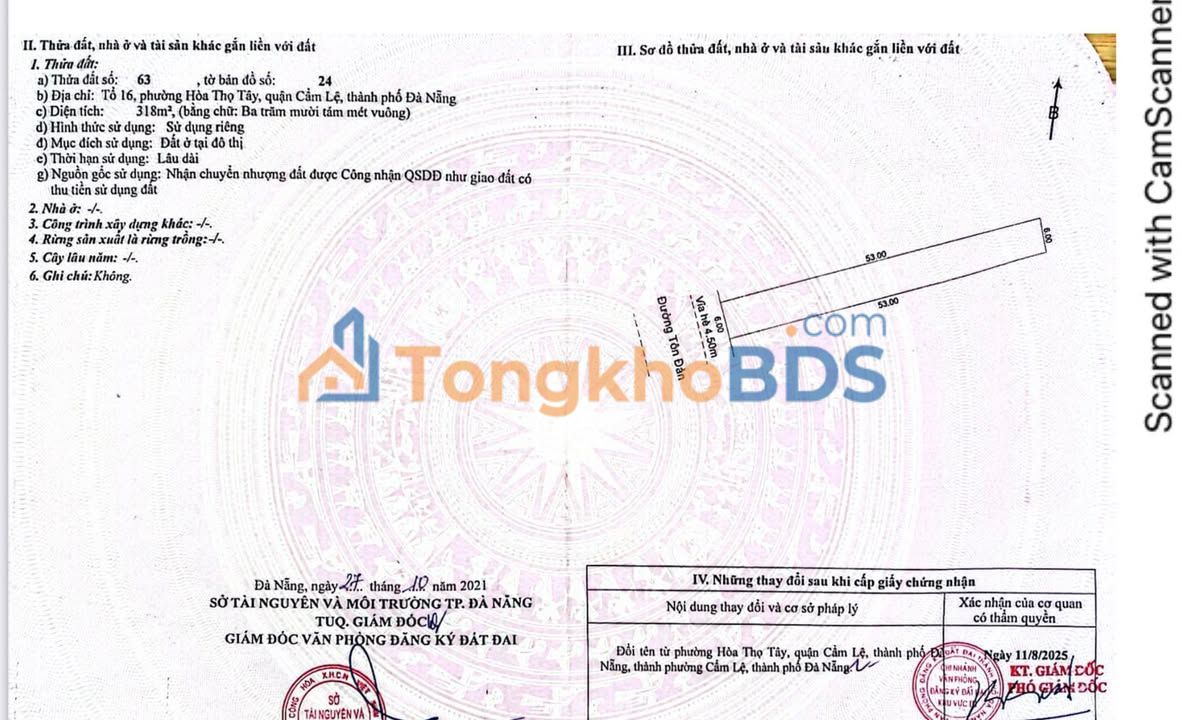 Đất nền Hòa Vang Đà Nẵng 318m² - Sổ hồng chính chủ, giá tốt