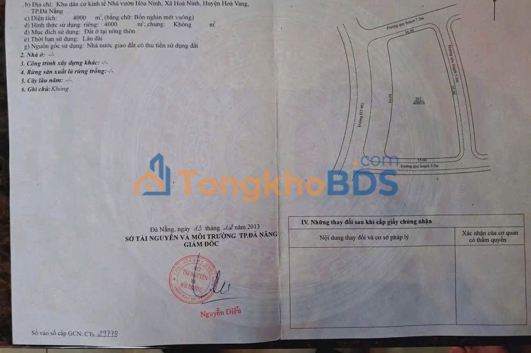 Đất nền Mặt tiền 602 Đà Nẵng 4000m² - Sổ đỏ đất ở, giá 90 tỷ