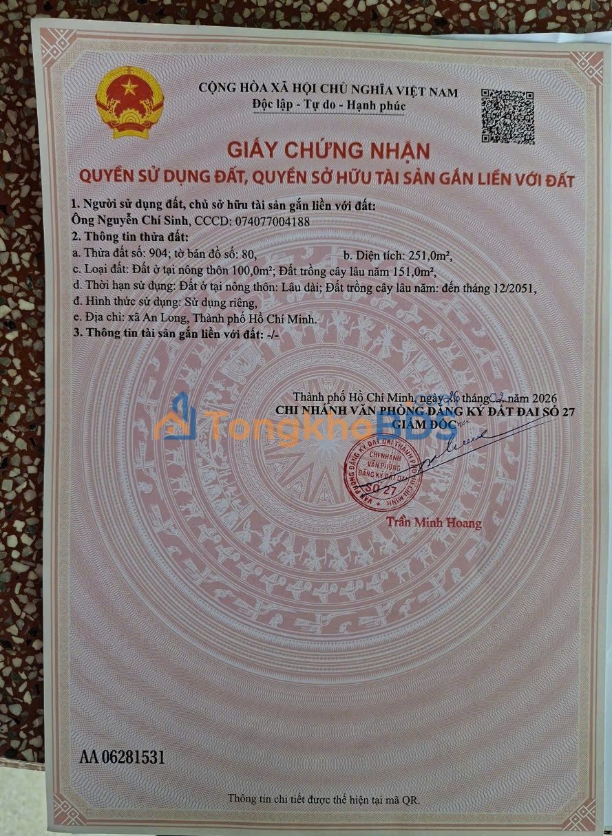 Đất nền An Long 250m² 790 triệu - Sổ đỏ chính chủ