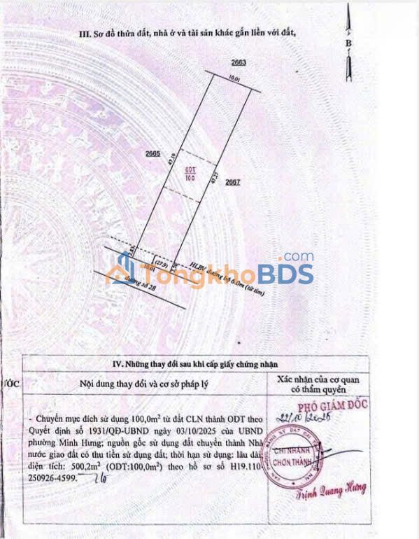 Đất nền Chơn Thành 500m² 790tr - Sổ đỏ chính chủ