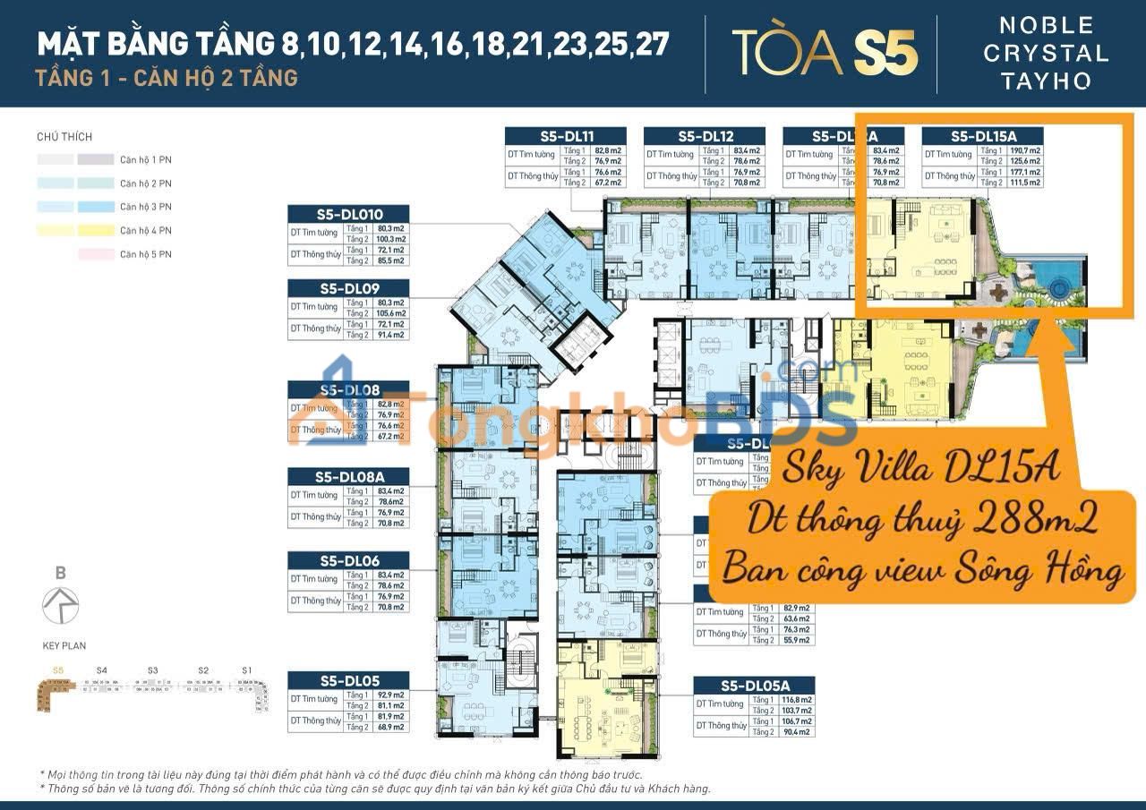 Sky Villa 288m² Noble Crystal Hồ Tây - Sân vườn & Bể bơi Riêng, View Sông Hồng