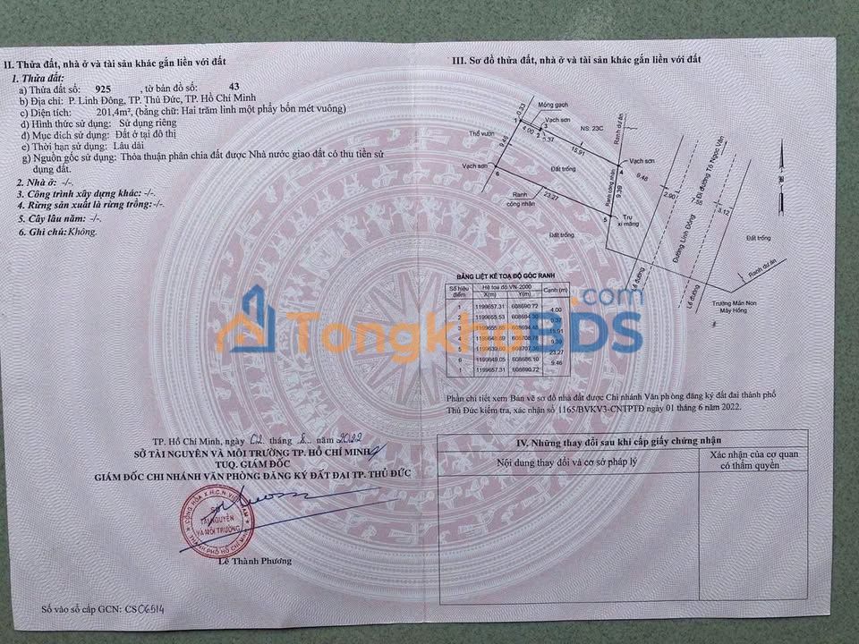 Đất nền Linh Đông Thủ Đức 201m² 23 tỷ - Sổ đỏ chính chủ