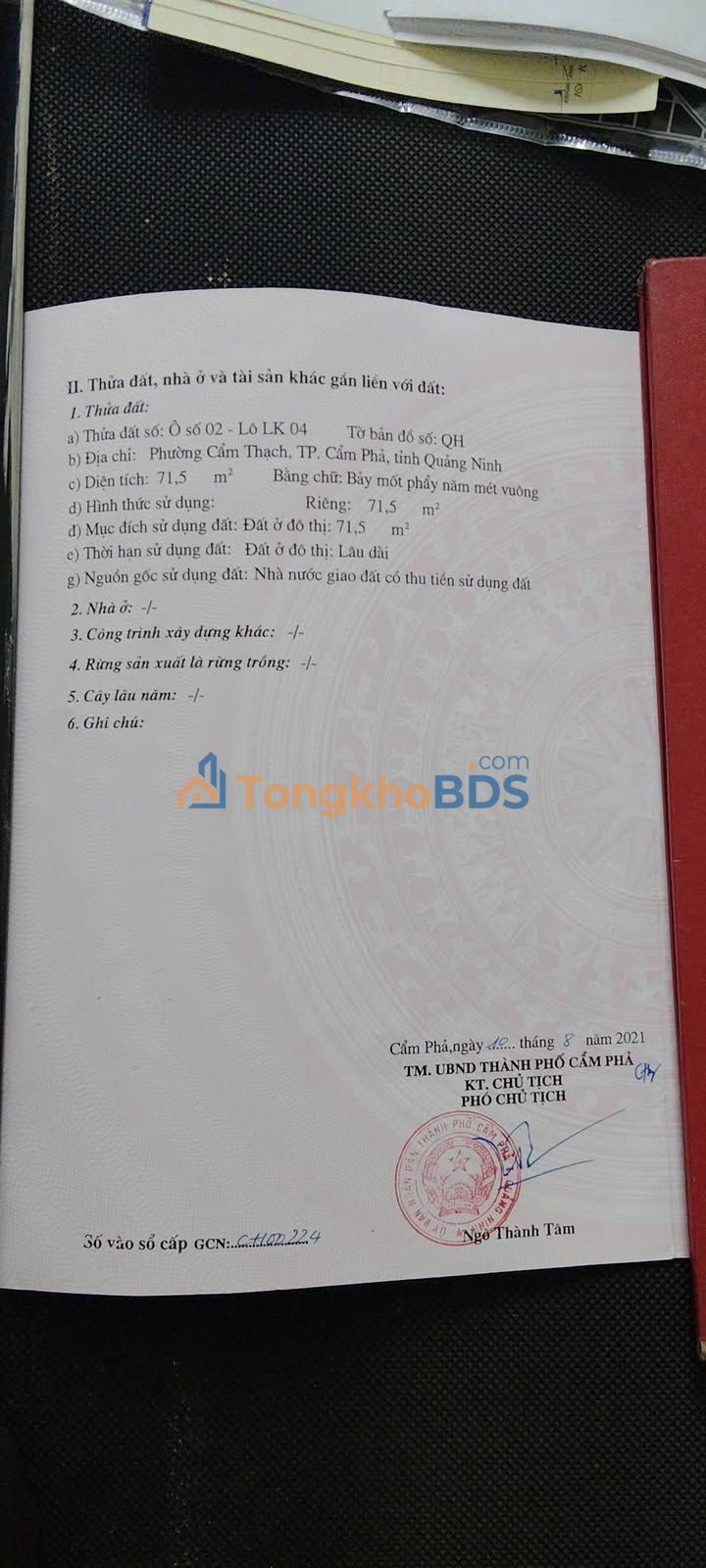 Đất dự án Ông Hội Hạ Long 72m² 2.1 tỷ - Sổ đỏ chính chủ