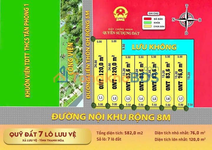 Đất Nền Lưu Vệ 76m² - Sổ Đỏ Thổ Cư, Gần Trường Học, Giá 1.2 Tỷ