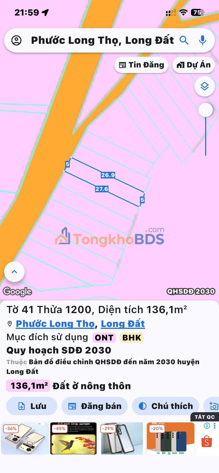 Đất nền Đất Đỏ, BRVT 136m² chỉ 850 triệu – Sổ hồng chính chủ