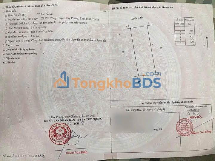 Đất nền Chí Công Tuy Phong 102m² 620 triệu - Sổ hồng sẵn