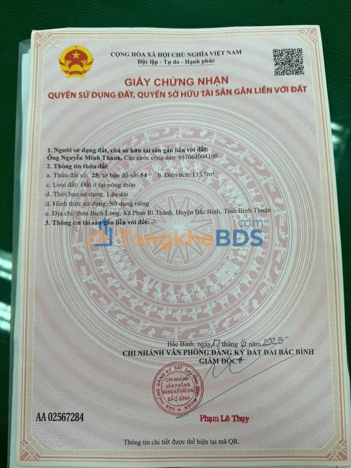 Đất nền Phan Rí Cửa 135m² thỏa thuận - Đất thổ cư 100%