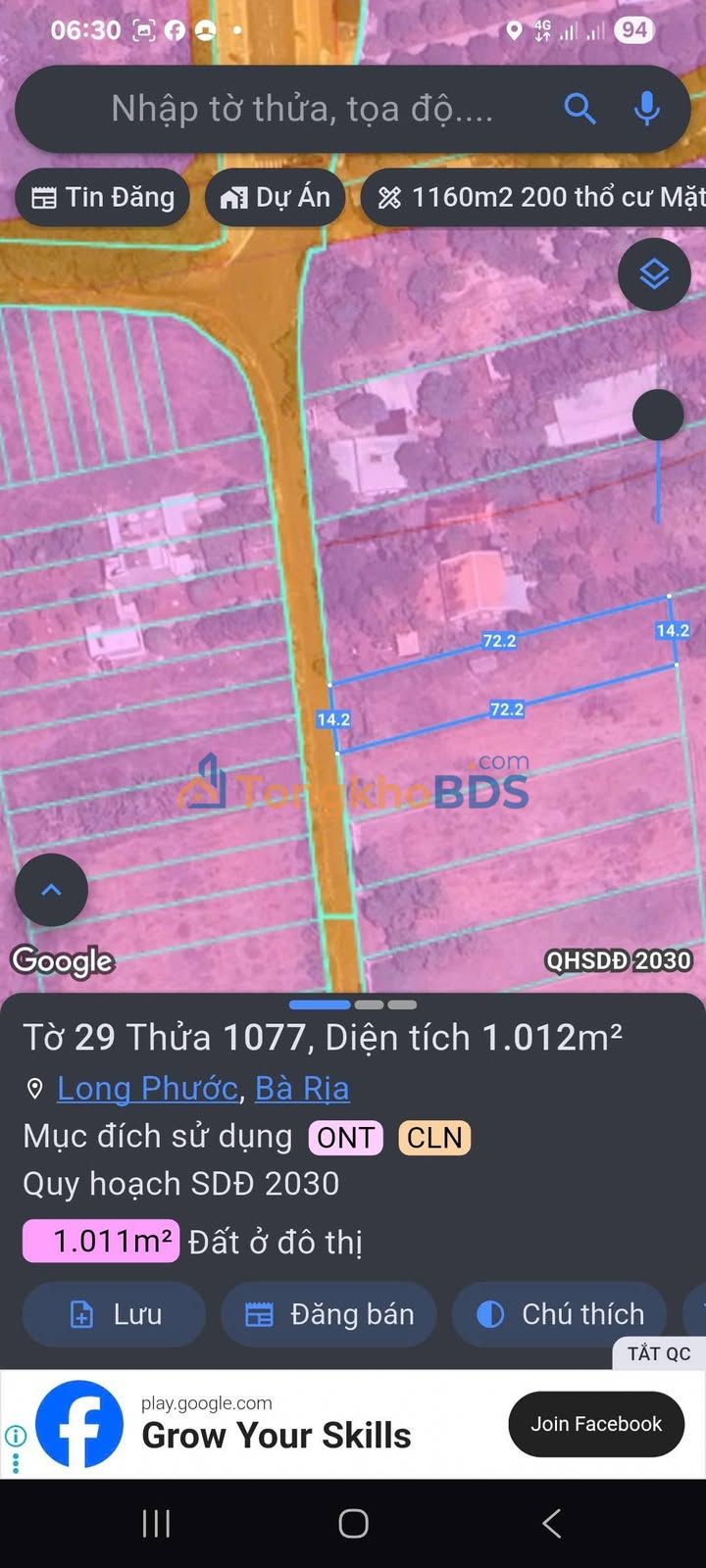 Đất nền Hương Lộ 3 Long Phước 1.008m² giá 5.5 tỷ - Đường to ô tô