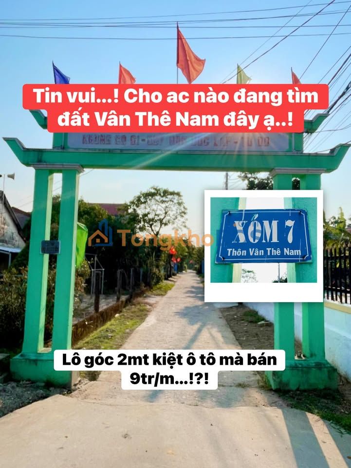Đất nền Xóm 7 Vân Thê Nam 182m² 1.638 tỷ - Đường to ô tô