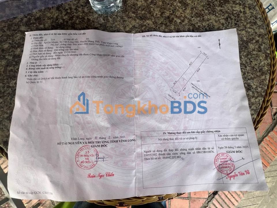 Đất CLN Tân Long Hội 2.4 tỷ - Đường to ô tô