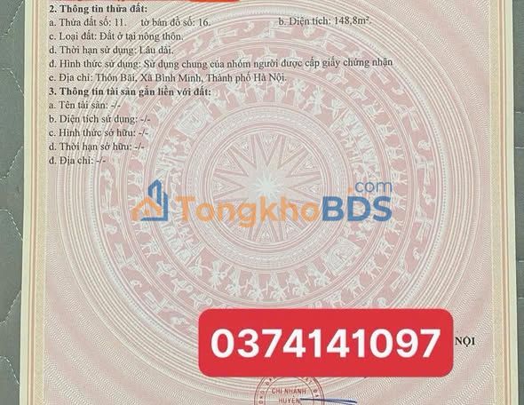 Bán Đất Bình Minh Thanh Oai 148m² - Sổ Đỏ Sẵn Sàng