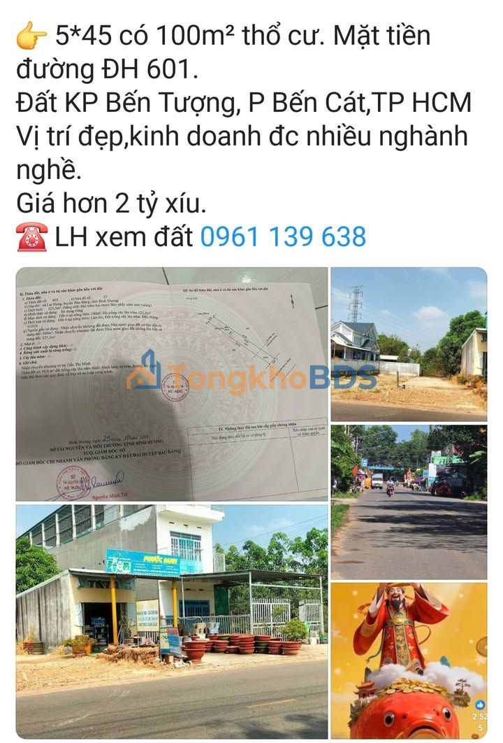 Đất Bến Tượng Tân Bình 100m² thổ cư - Sổ đỏ chính chủ