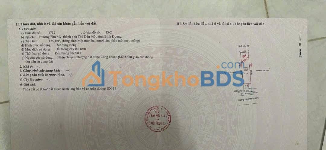 Đất Phú Mỹ Thủ Dầu Một 125m2 giá 3.3 tỷ - Đường ô tô 8m