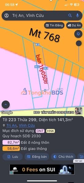 Đất Vĩnh Cửu Đồng Nai 82m² - Tặng Sổ 224m² Giá 1.05 Tỷ