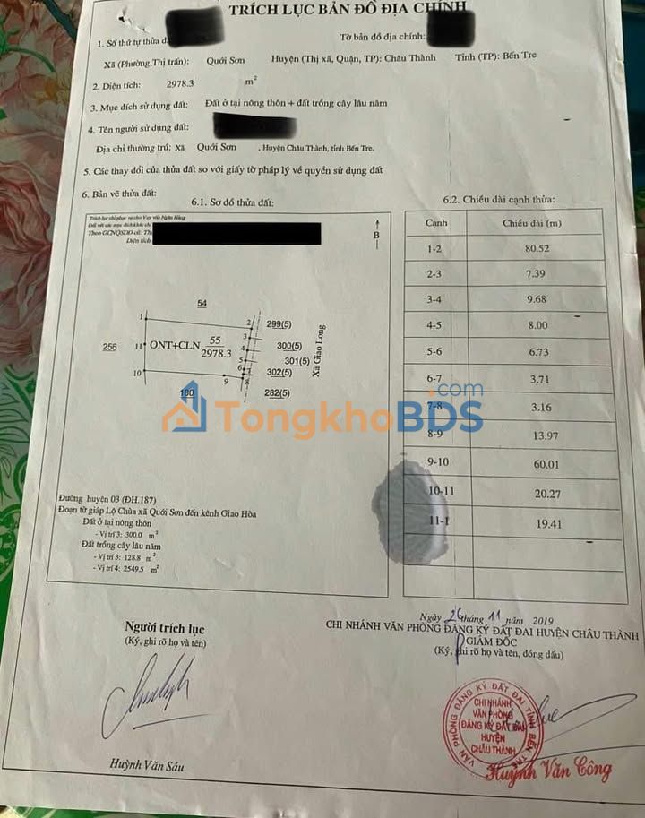 Đất nền Quới Sơn Châu Thành 1000m² 800tr - Sổ đỏ