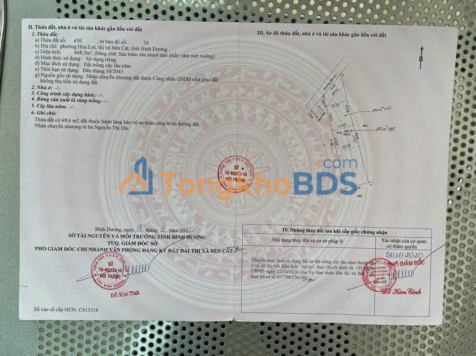 Đất nền Hòa Lợi Bến Cát 300m² 4 tỷ Sổ đỏ chính chủ