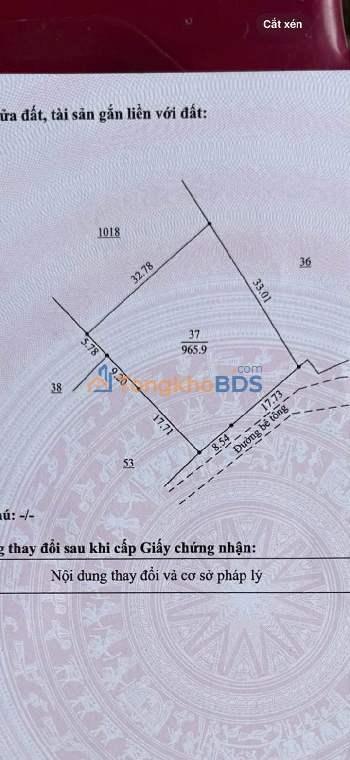 Đất nền Hòa Tiến Đà Nẵng 965m² 1,5 tỷ - Sổ đỏ chính chủ