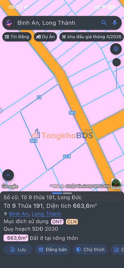 Đất Bình An Long Thành 664m² 5,5 tỷ - Pháp lý rõ ràng