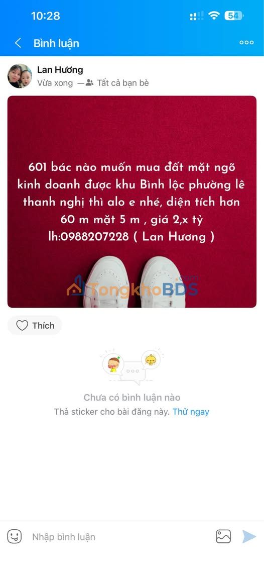 Bán đất mặt ngõ KD 60m² Phường Lê Thanh Nghị, TP. Hải Dương - Giá 2.x Tỷ