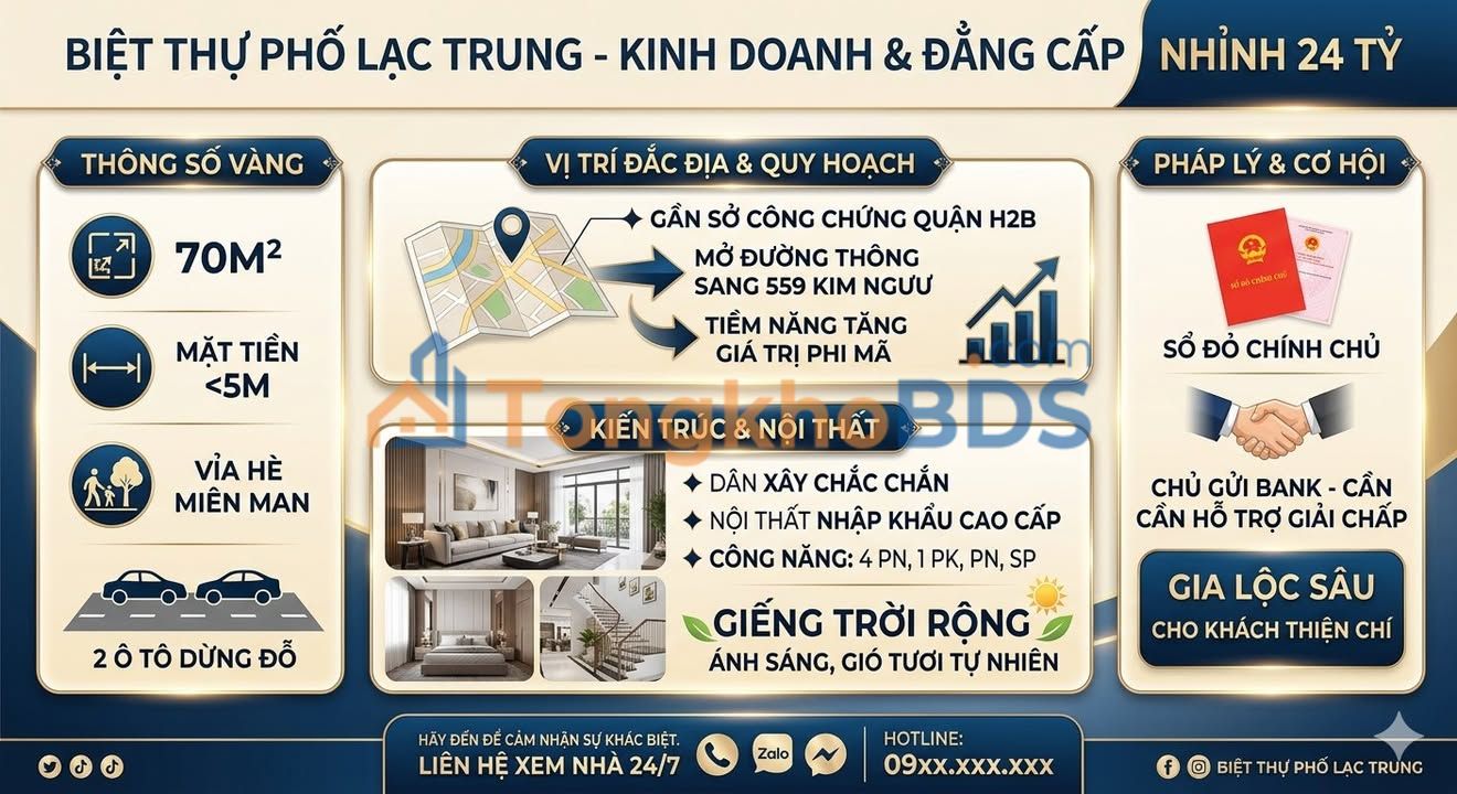 Nhà Phân Lô Lạc Trung 70m² 24 tỷ - Ô tô vào tận nhà