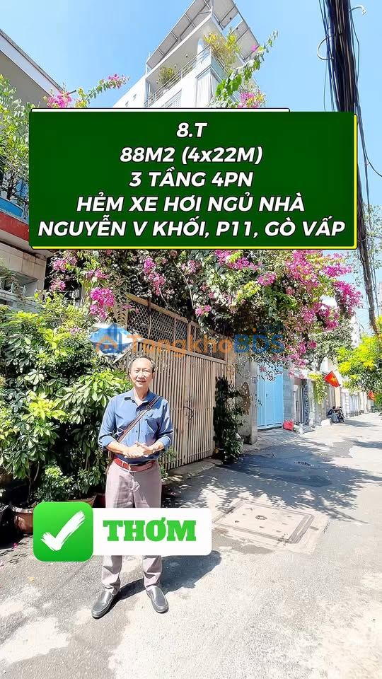 Nhà 3 Tầng Hẻm Xe Hơi Nguyễn Văn Khối, Gò Vấp - 88m² Giá 8 Tỷ