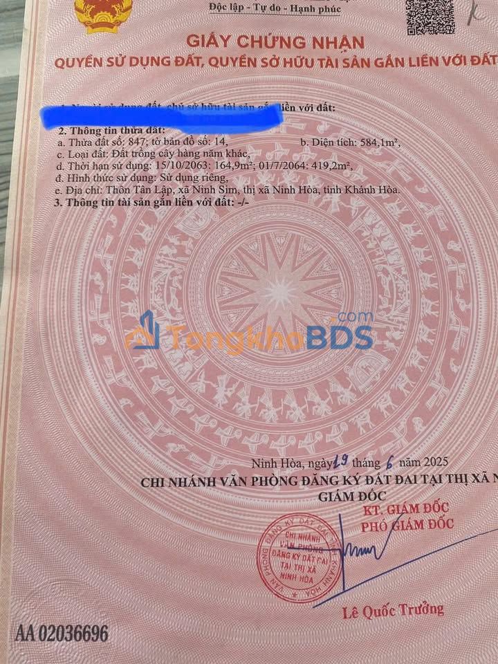 Đất nền Ninh Sim Ninh Hòa 584m² 400tr - Đầu tư dài hạn