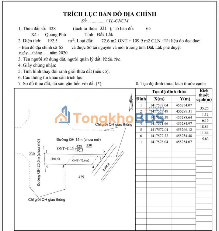 Đất nền Quảng Phú Cư M'gar 210m² 1.3 tỷ - Sổ đỏ chính chủ
