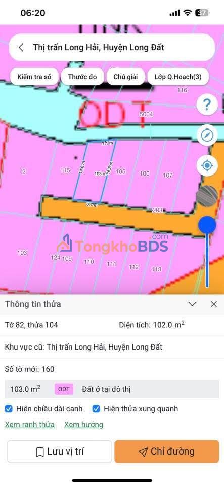 Đất Long Điền 102m² Sổ Đỏ - Đường Betong 2 Xe Né, Giá 1.58 Tỷ