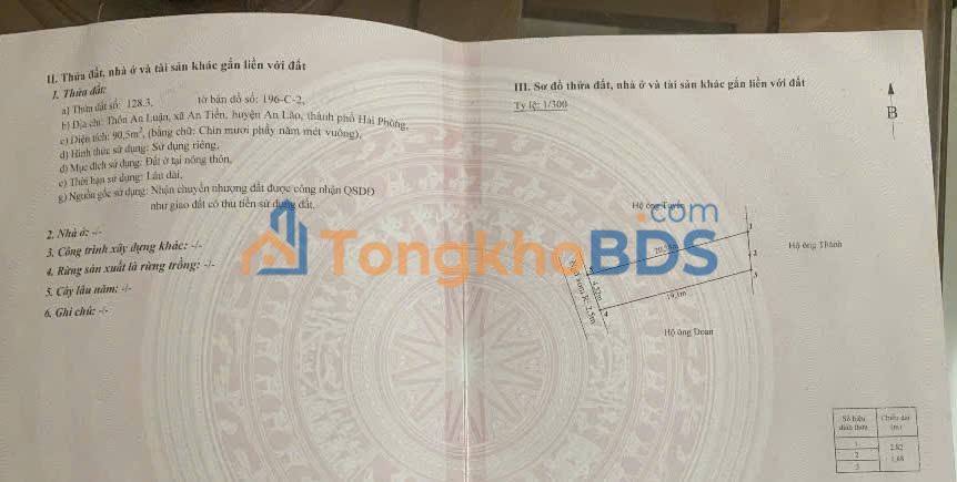 Đất nền mặt tiền 357, An Lão, Hải Phòng - 91m² giá chỉ 2.x tỷ