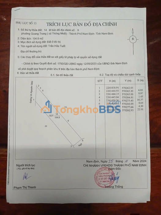 Đất Võ Nguyên Giáp Nam Định 105m² 7 tỷ - Sổ đỏ chính chủ