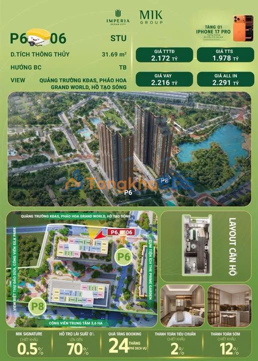 Studio ParkLand 31.69m² - View Công Viên 3.6ha, Giá Chỉ Từ 2.24 Tỷ