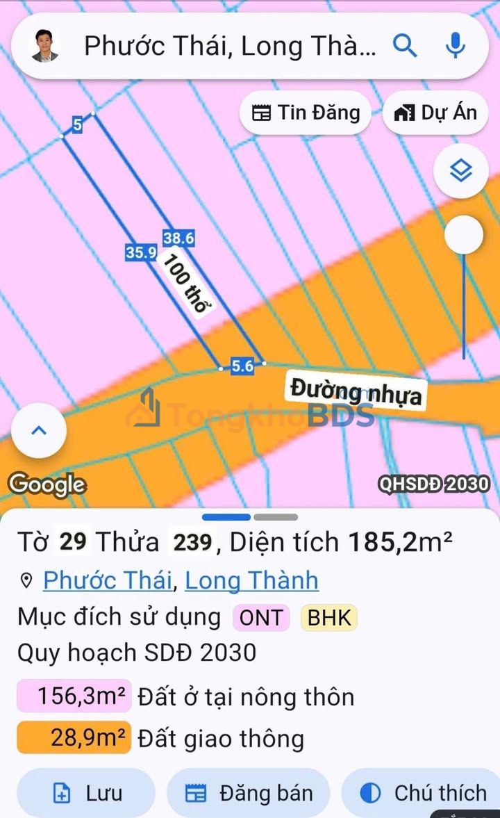 Đất nền Long Thành 190m² 2.639 tỷ - Đường ô tô