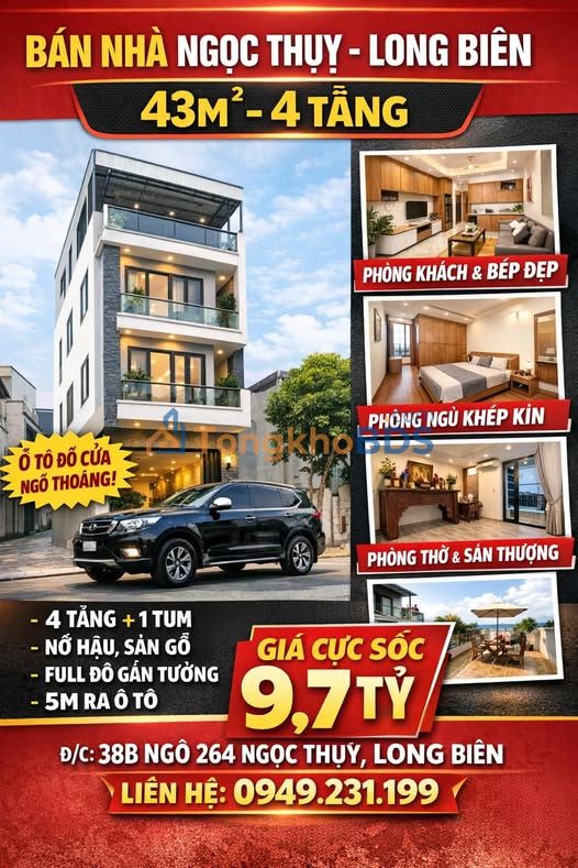 Nhà 4 tầng Ngọc Thụy, Long Biên 43m² - Ô tô vào nhà, 9.7 tỷ