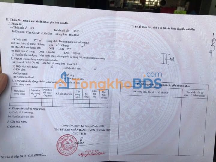 Đất nền Cự Yên Lương Sơn 352m² 3.52 tỷ - Tiềm năng tăng giá