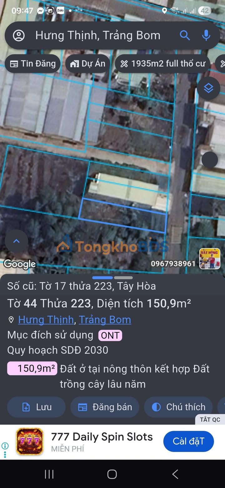 Đất nền Tây Hòa Trảng Bom 138m² - Sổ đỏ chính chủ