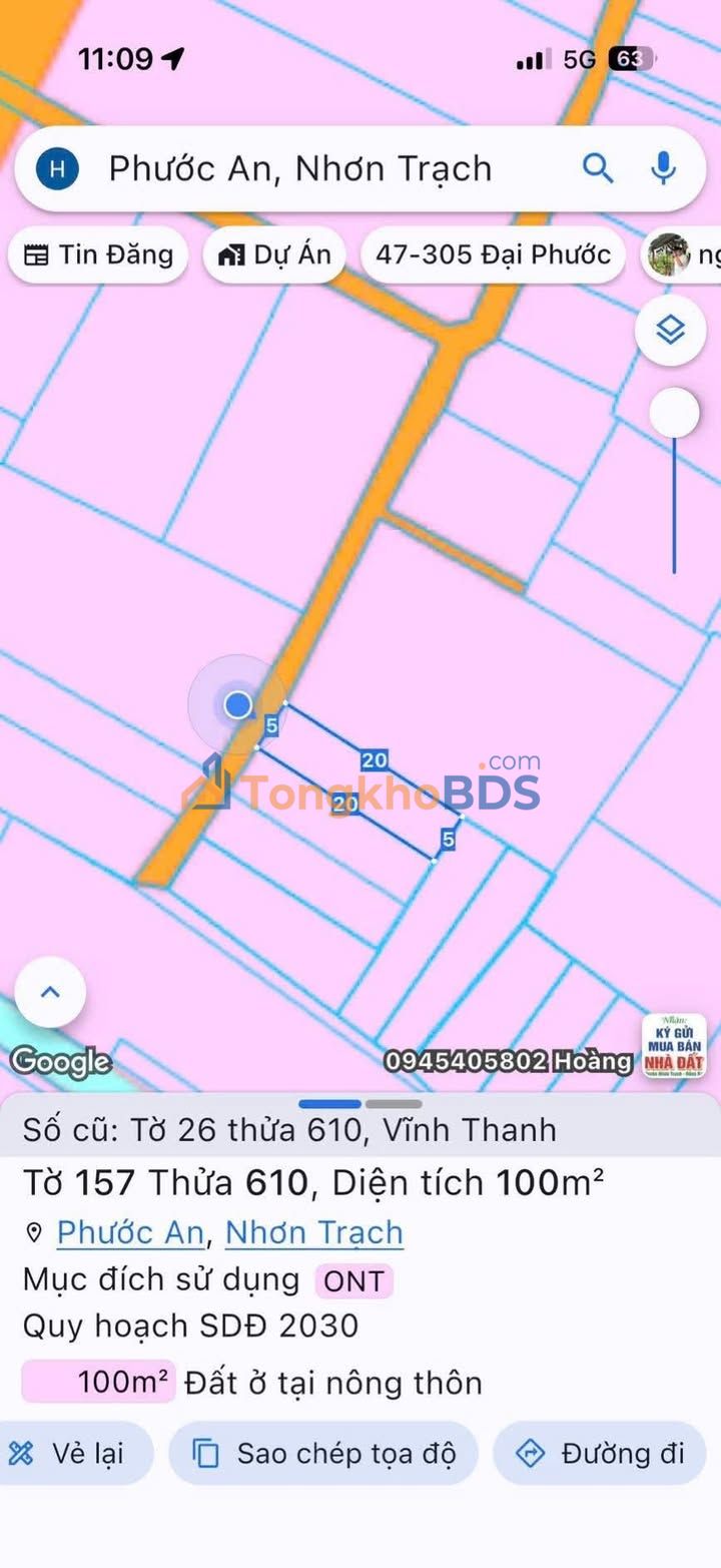 Đất nền Vĩnh Thanh Nhơn Trạch 100m² 1,45 tỷ - Pháp lý rõ ràng