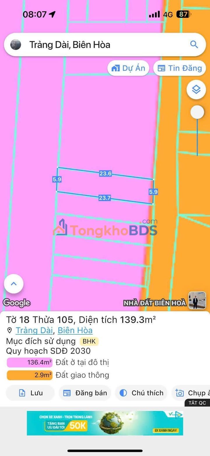 Đất nền Trảng Dài 144m² 1.93 tỷ - Sổ hồng riêng