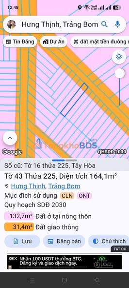 Đất Tây Hòa 04 Trảng Bom 164m² 1.3 tỷ - Sổ đỏ chính chủ
