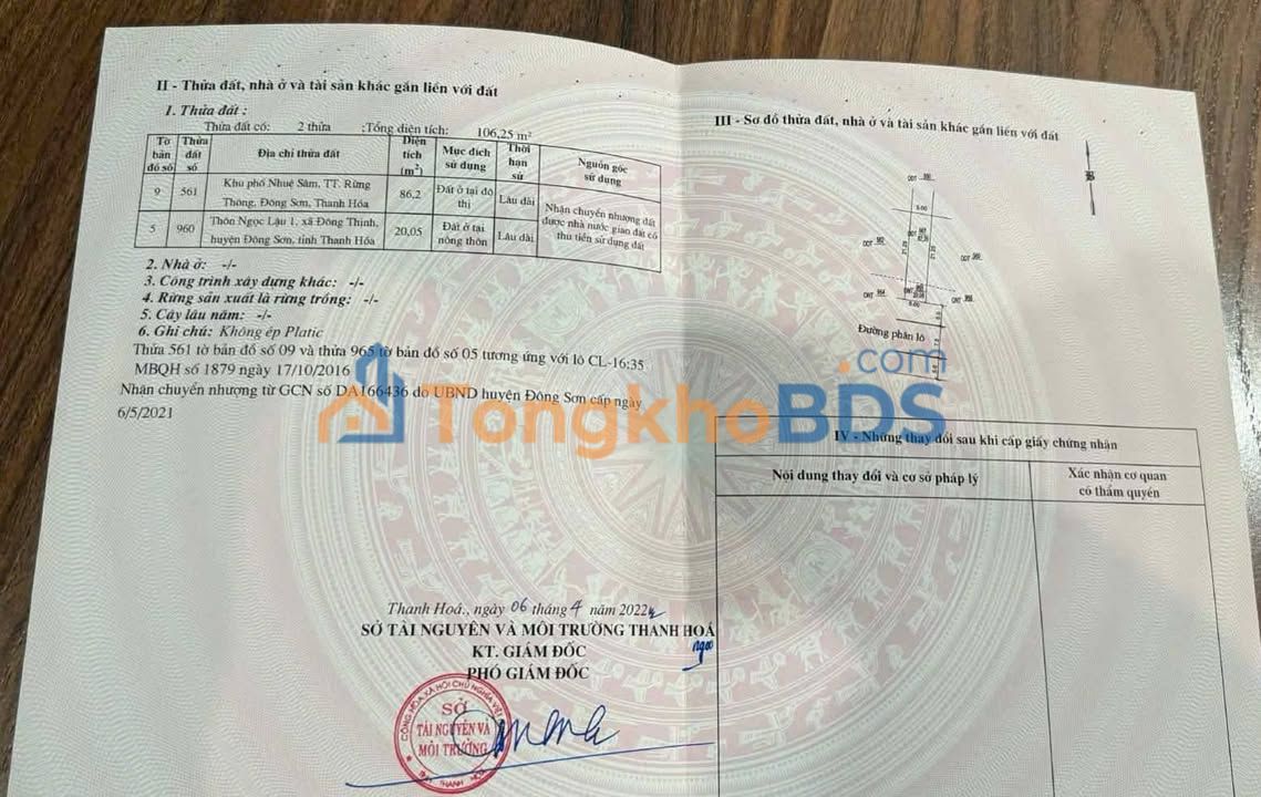 Đất nền Đại đô thị Đông Sơn 106m² 1,5 tỷ - Sổ đỏ chính chủ