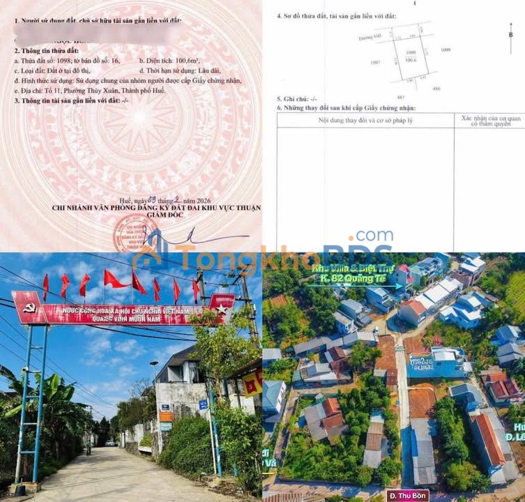 Đất nền kiệt ô tô Điện Biên Phủ, Huế - 100m² sổ đỏ, giá 1.99 tỷ