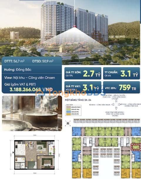 Căn hộ Onsen 2 Nha Trang 51m² 2.7 tỷ - View đẹp, sẵn sàng ở ngay