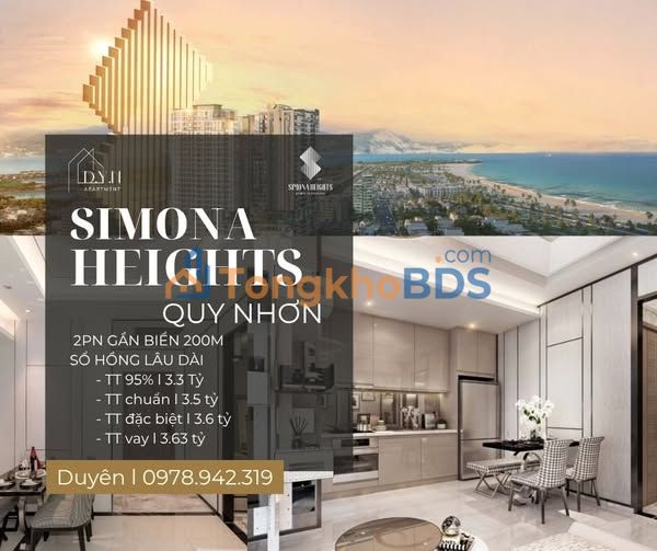 Căn hộ 2PN Simona Heights Quy Nhơn - Sổ hồng lâu dài, gần biển 200m