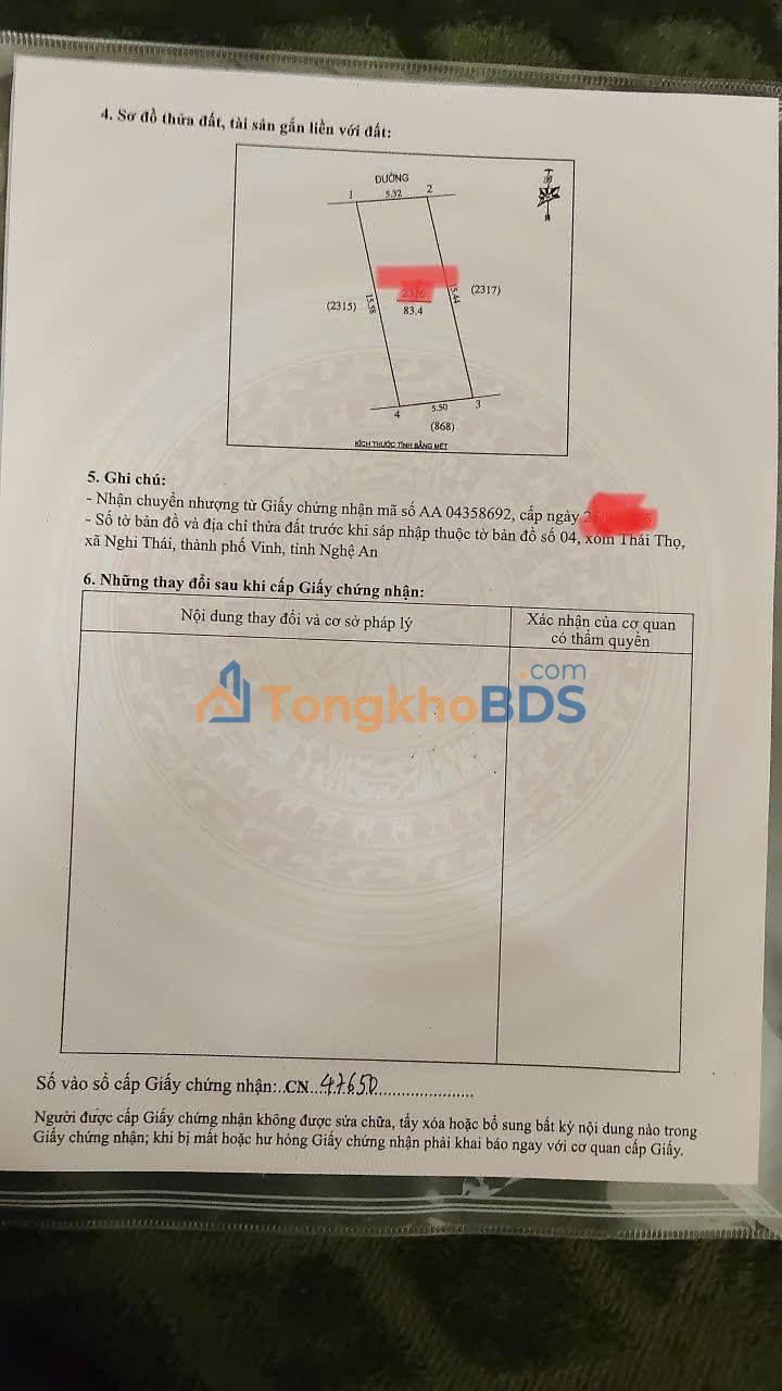 Đất thổ cư Nghi Vạn Nghi Lộc 83m² 1.6 tỷ - Sổ đỏ chính chủ